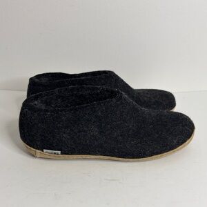 Glerups Slippers 42 Mens 9 Womens 11 Dark Gray Wool Felt House Shoes Cozy Comfy